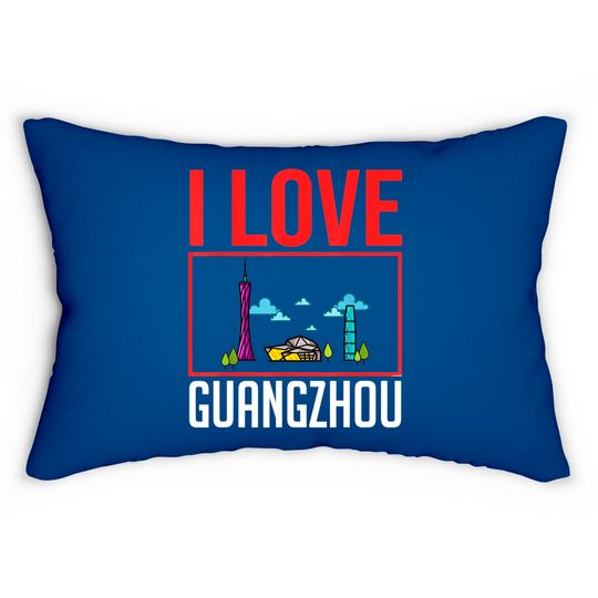 Discover Guangzhou China City Skyline Map Travel Lumbar Pillows