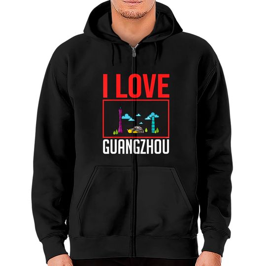 Discover Guangzhou China City Skyline Map Travel Zip Hoodies