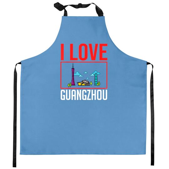 Discover Guangzhou China City Skyline Map Travel Kitchen Aprons