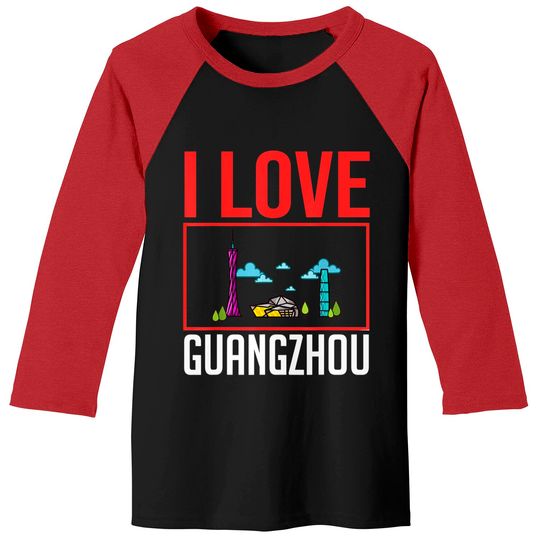 Discover Guangzhou China City Skyline Map Travel Baseball Tees