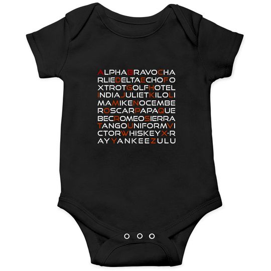 Discover Aviation Phonetic Alphabet Pilot Alpha Bravo Charlie Onesies
