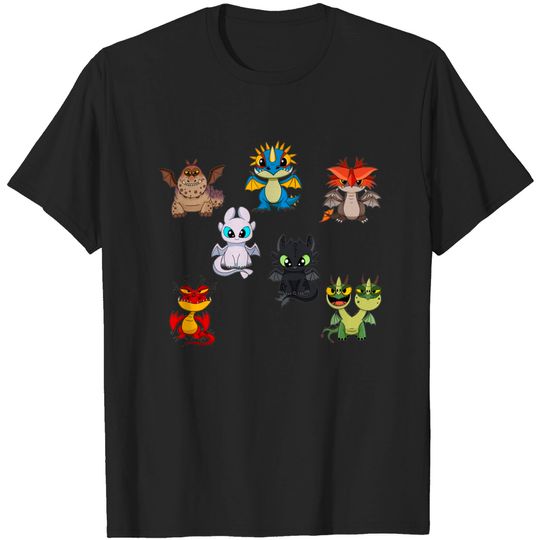 Discover Dragons set, httyd characters, how to train your dragon, cute baby dragons for kids - How To Train Your Dragon - T-Shirt