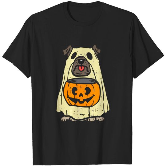 Discover Pug Ghost Pumpkin Halloween Costume T-Shirt