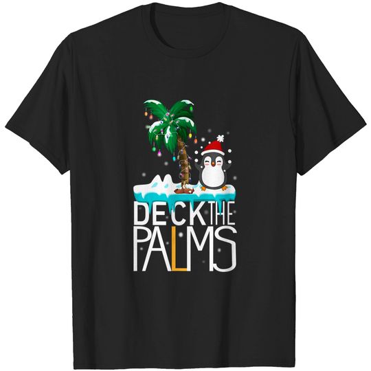 Discover Deck The Palms Tropical Hawaii Christmas Palm Tree Lights T-Shirt