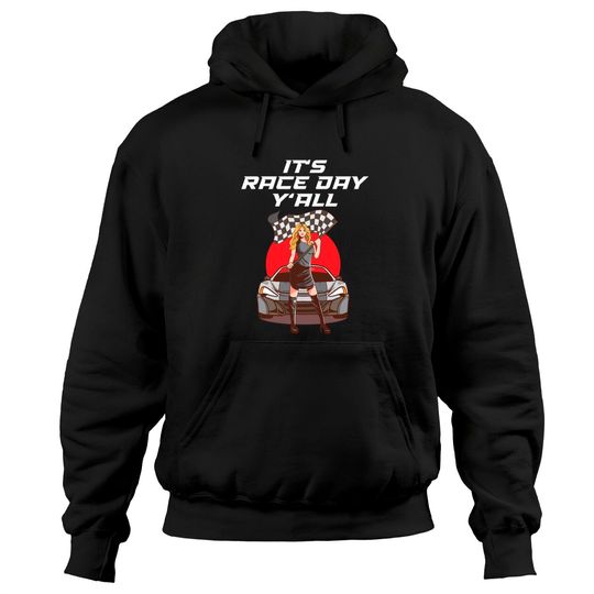 Discover It's Race Day Y'All Car Racing Checkered Flag Racing Party Pullover Hoodie
