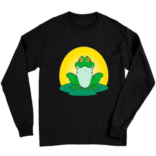 Discover Cute cartoon frog on lily pad on sunny day Long Sleeve T-Shirt