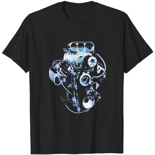Discover Blue Big Block - V8 Engine - T-Shirt