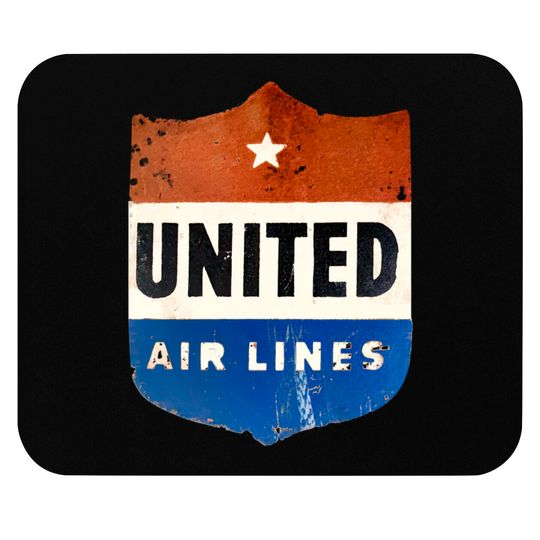 Discover United Air Lines - Distressed, Vintage LuggageSticker - United Airlines - Mouse Pads