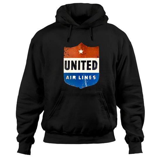 Discover United Air Lines - Distressed, Vintage LuggageSticker - United Airlines - Hoodies