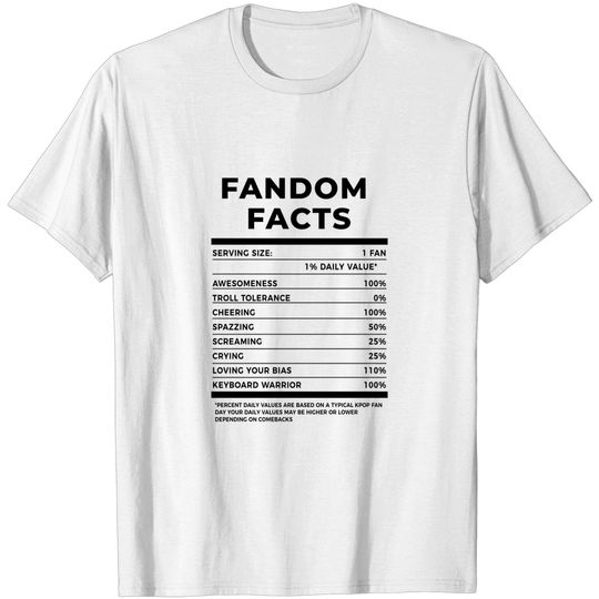 Discover Kpop Fandom Kdrama Nutrition Facts - Kpop Merchandise - T-Shirt