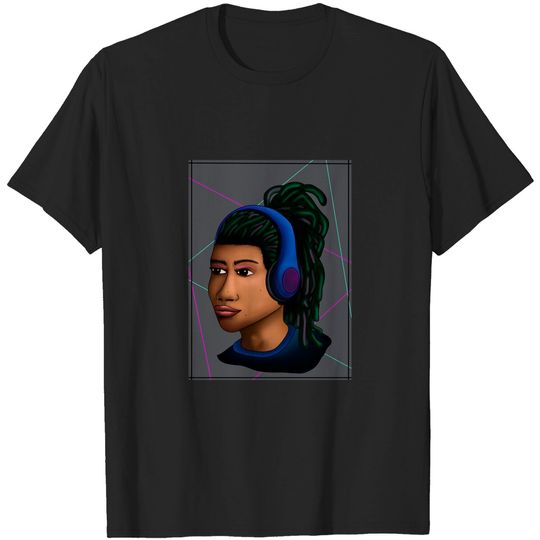 Discover Girl In Dreadlocks Who Loves Music - Portrait Art - T-Shirt