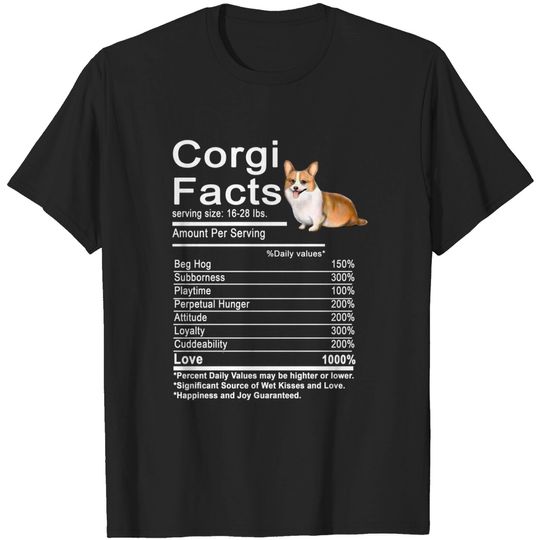 Discover Funny Corgi Facts Nutrition Gift Cardigan Pembroke - Funny Corgi Facts Nutrition Gift Pembro - T-Shirt