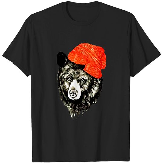 Discover Bear with Beanie T Shirt Funny Cool Animal Present Cool Gift Tee