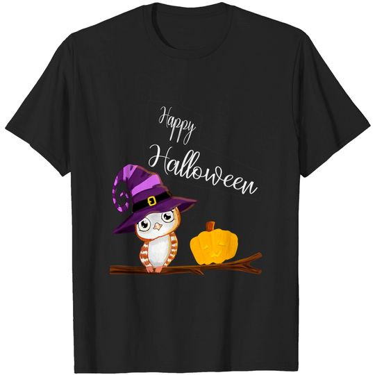 Discover Halloween Witch Owl - Scary Pumpkin - Halloween Pumpkin Moon Scary Owl Hat - T-Shirt