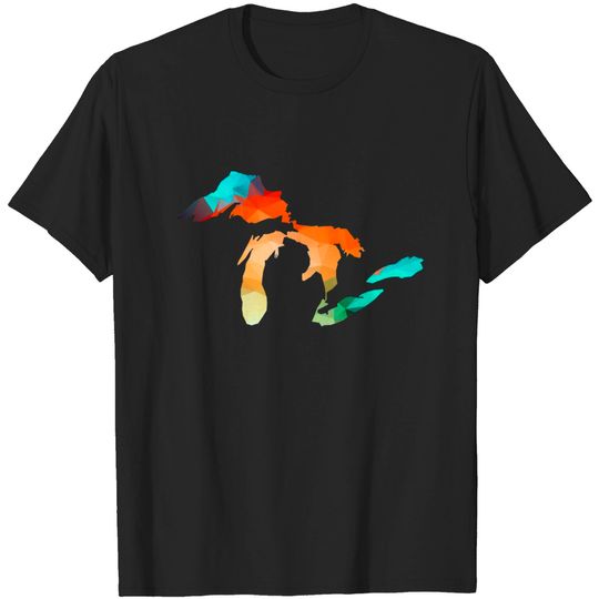 Discover Michigan - Great Lakes in Fractal Colors - Michigan - T-Shirt