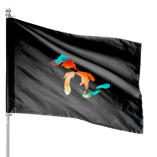 Discover Michigan - Great Lakes in Fractal Colors - Michigan - House Flags