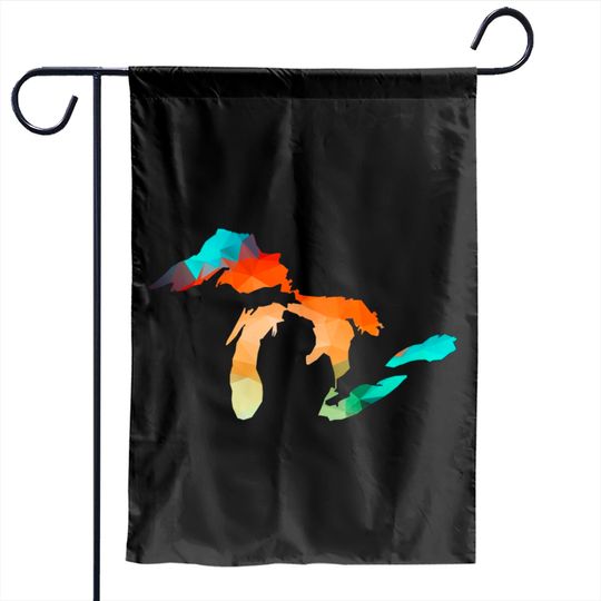 Discover Michigan - Great Lakes in Fractal Colors - Michigan - Garden Flags