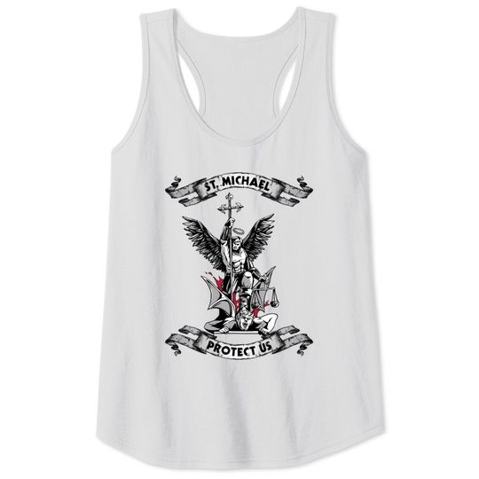 Discover Archangel Saint Michael Protect Us Defend Us Tank Tops