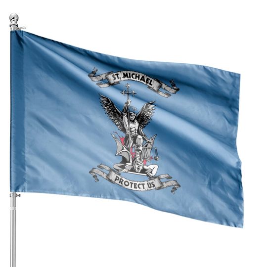 Discover Archangel Saint Michael Protect Us Defend Us House Flags