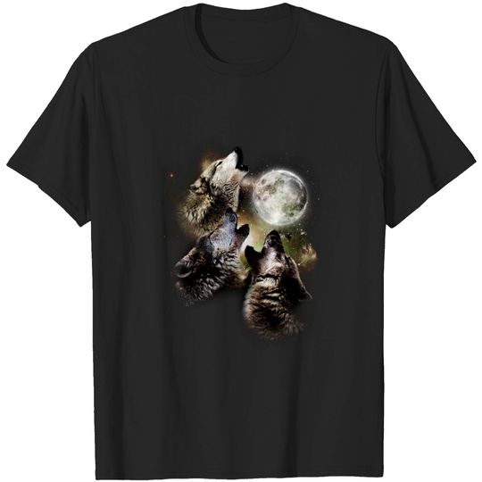 Discover Three wolves howling at the moon - 3 Wolves - T-Shirt
