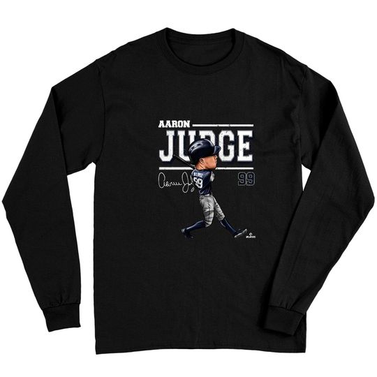 Discover Aaron Judge Kids Long Sleeves - New York Y Baseball Aaron Judge Cartoon WHT