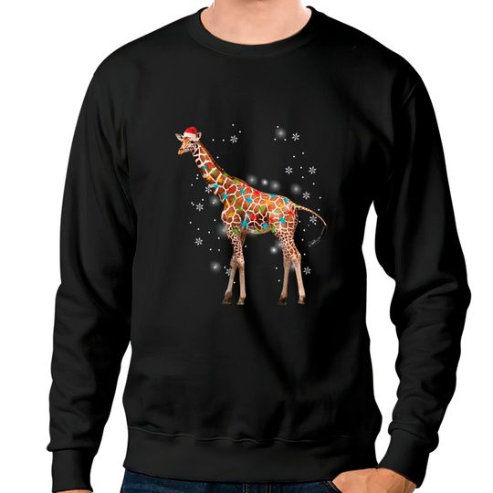 Discover Giraffe Tree Light Christmas Sweater Xmas Animal Sweatshirt