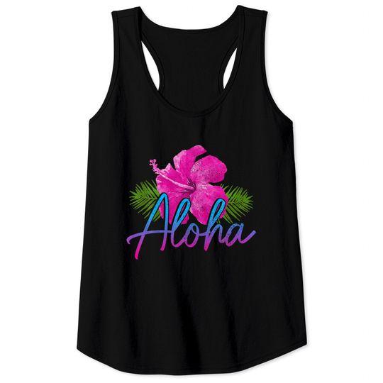 Discover Aloha Hawaiian Islands Hawaii Surf Hibiscus Flower Tank Tops