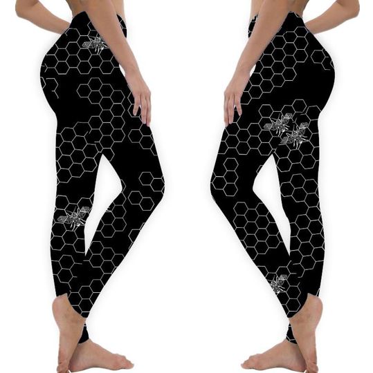Discover Beehive and Bee Black Leggings