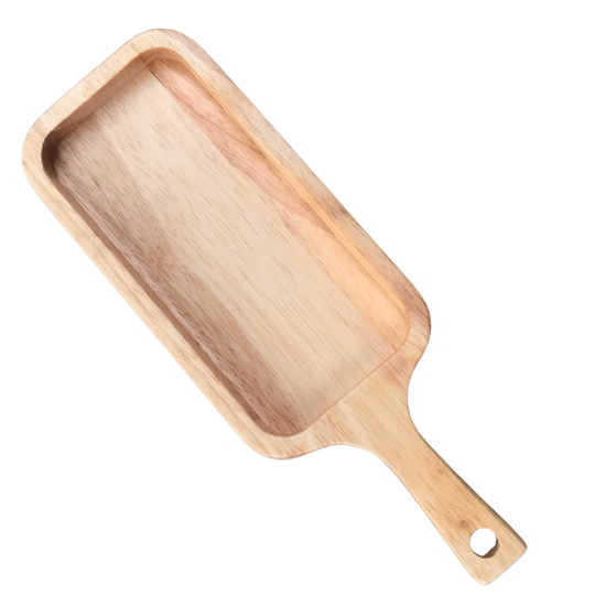 Discover Rubber Wood Tray Rectangular Size 28x11cm Natural Color
