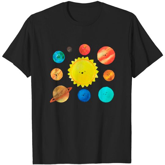 Discover Solar System Watercolor Design for Kids - Solar System - T-Shirt