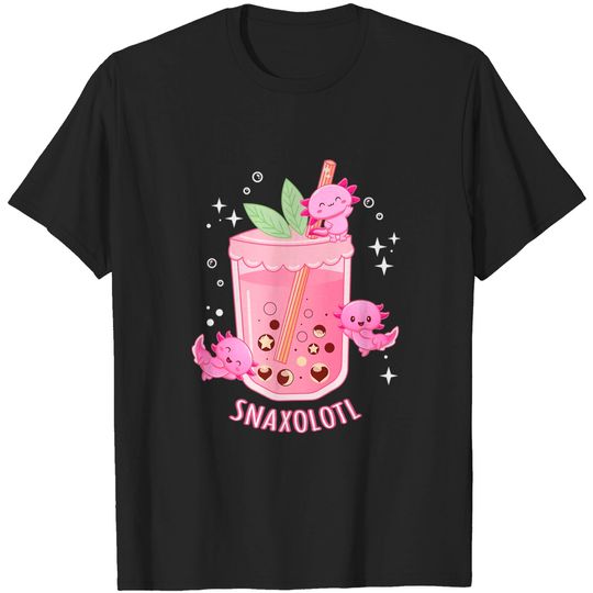 Discover Cute Axolotl Lover Snaxolotl Kawaii, Kids Axolotl Boba Tea T-Shirt