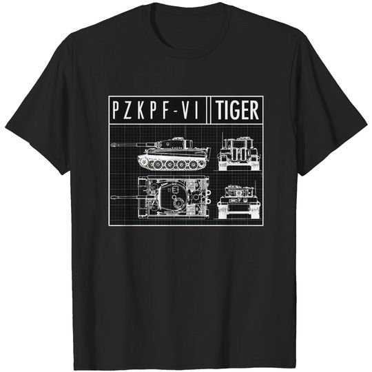 Discover PZKPFW VI BLUEPRINT - Tiger Tank - T-Shirt