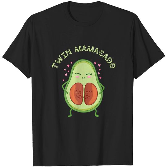 Discover Womens Twin Mamacado Cute Avocado Mama Fruit Pregnancy Pregnant Mom T-Shirt
