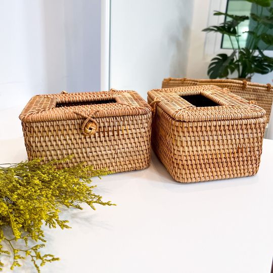 Discover Handmade Rattan Woven Tissue Box, Rustic Woven Tissue Box