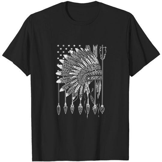 Discover USA Flag Feather Native American T-Shirt