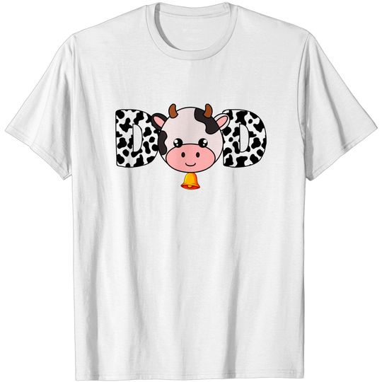 Discover Cow Print T-shirt Father Cow Dad Farming Birthday Funny Family Matching