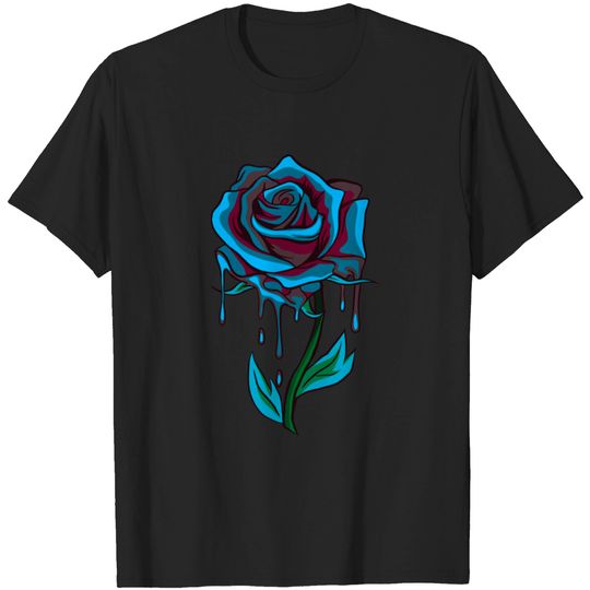 Discover Rose Cool Melting Flower In Blue - Rose - T-Shirt
