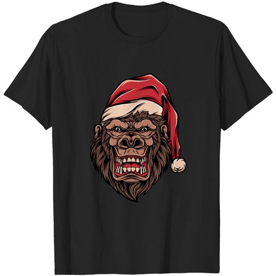 Discover Gorilla Wearing Christmas Hat T-Shirt
