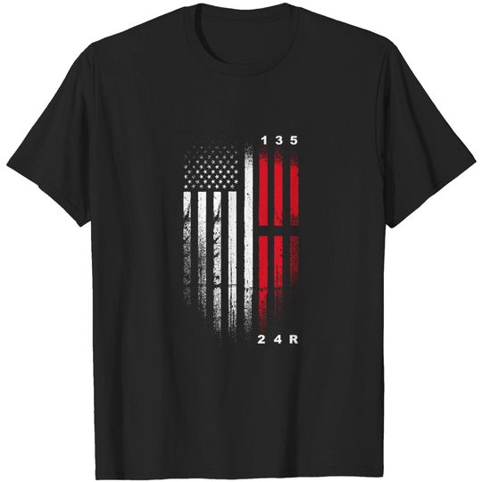 Discover Manual Gearbox Stick Shift 6 Speed American Flag - Manual Vs Automatic - T-Shirt