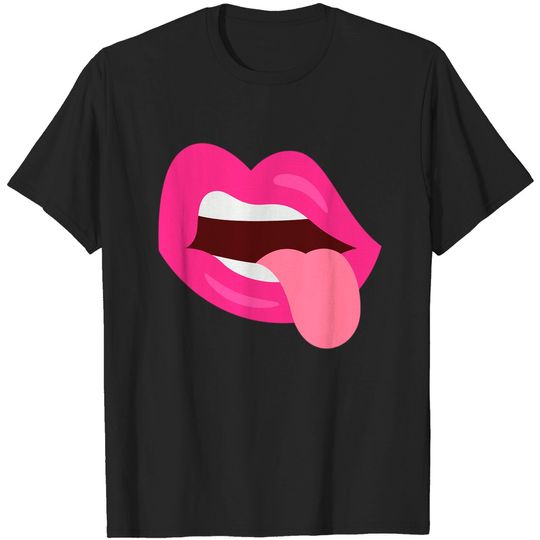 Discover Silly Mouth, Pink Lips and Tongue Out design - Mouth Mask Funny - T-Shirt