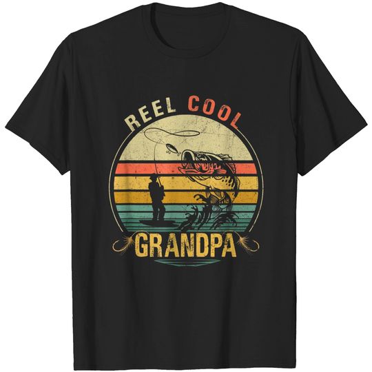 Discover Mens Reel Cool Grandpa Shirt Valentine Fathers Day T-Shirt