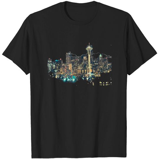 Discover Seattle T-shirt Skyline At Night Washington City Light