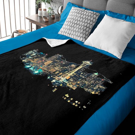 Discover Seattle Baby Blankets Skyline At Night Washington City Light