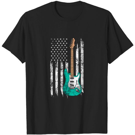 Discover Vintage Guitar - American US Flag T-Shirt