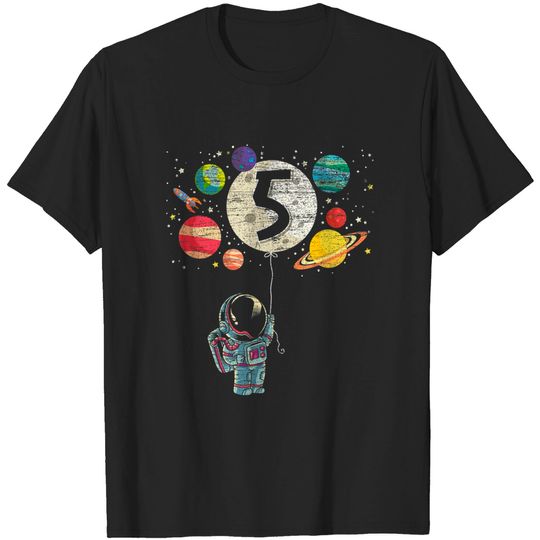 Discover 5 Years Old Birthday Boy Gifts Astronaut 5th Birthday T-Shirt