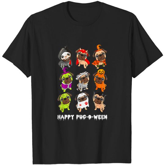 Discover Happy Pug-o-ween Pug Halloween T-Shirt