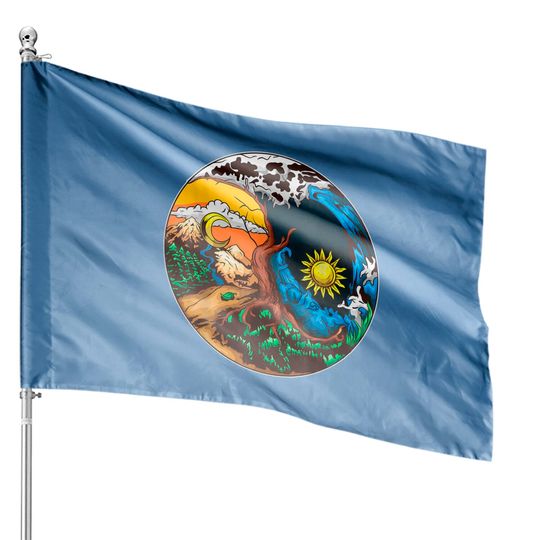 Discover Love Your Mother Earth House Flags Yin Yang Save Planet House Flags