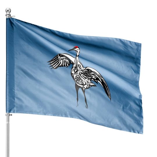 Discover Dancing Sandhill Crane House Flags