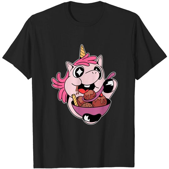 Discover Cute Unicorn Eating Ice Cream - Unicorn Ice Cream - T-Shirt