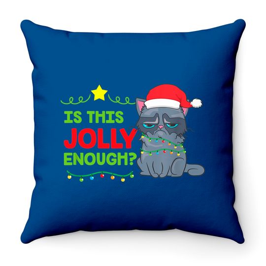 Discover Is This Jolly Enough Christmas Xmas Cat Costume Throw Pillows